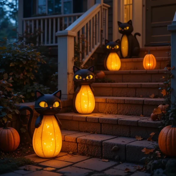 Black Cat Silhouette Lanterns