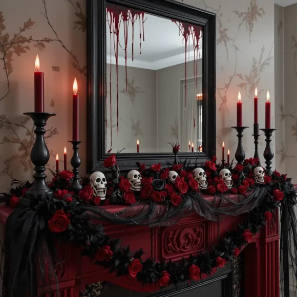 Black & Red Haunted Mantel Display