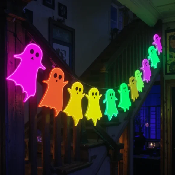 Blacklight Reactive Neon Ghost Garland