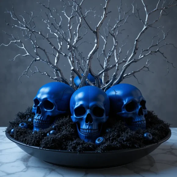 Blue and Black Skull Centerpiece