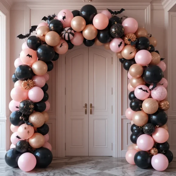 Blush and Black Balloon Arch