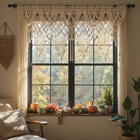 Boho Macramé Curtain Overlay