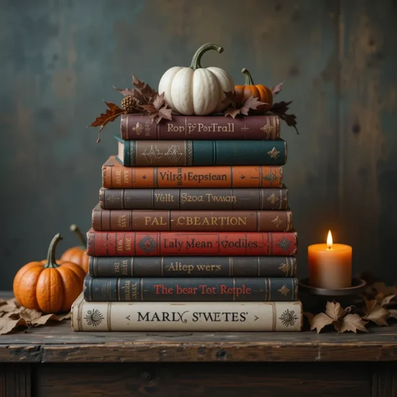 Book Stack with Fall & Spooky Covers