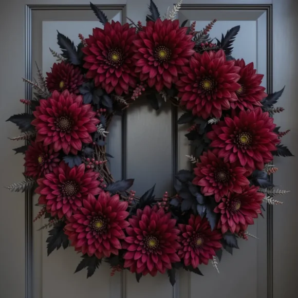 Burgundy Dahlia Wreath