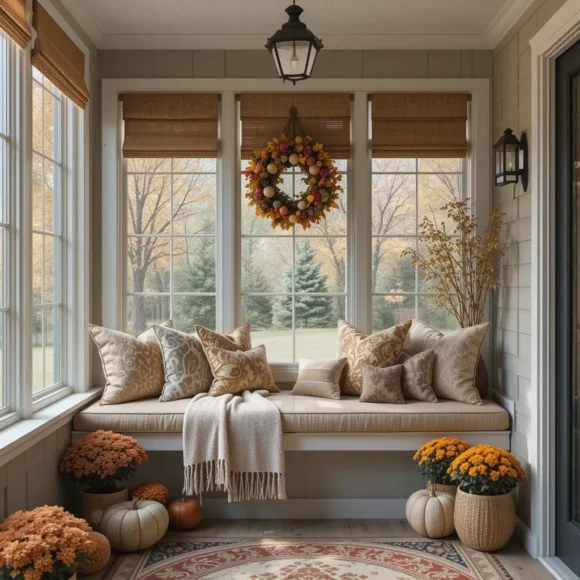 Cozy Window Seat with Seasonal Cushions
