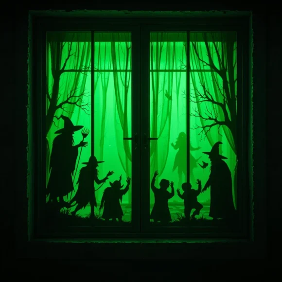 Creepy Green Window Silhouettes