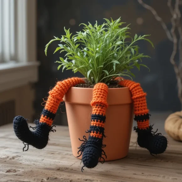 Crochet Witch Legs for Planters