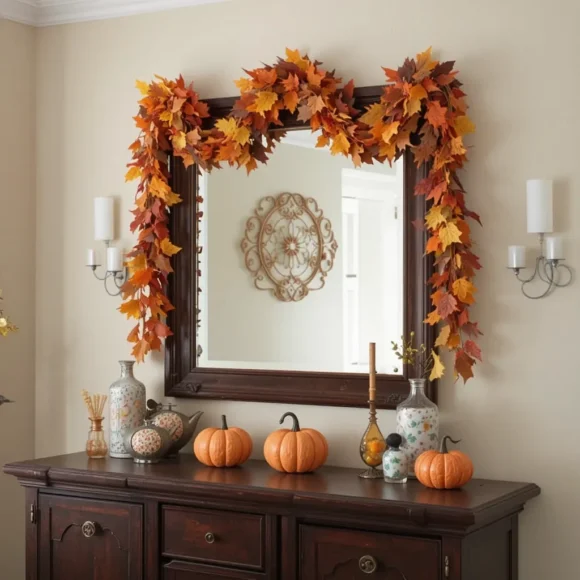 DIY Fall Garlands Draped on Walls