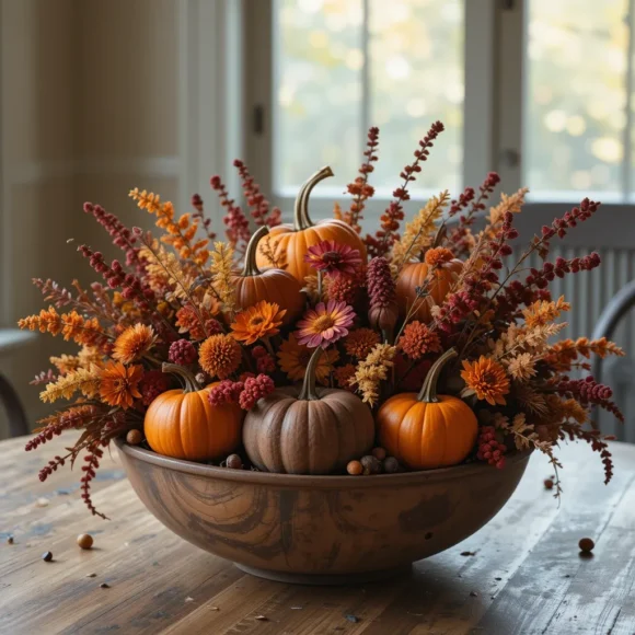 Dried Flower & Pumpkin Centerpiece