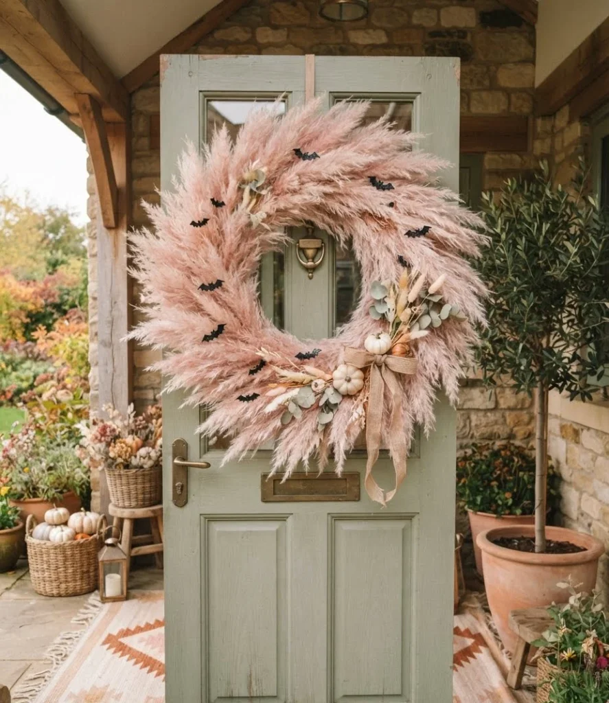 Dried Pink Pampas Grass Wreath
