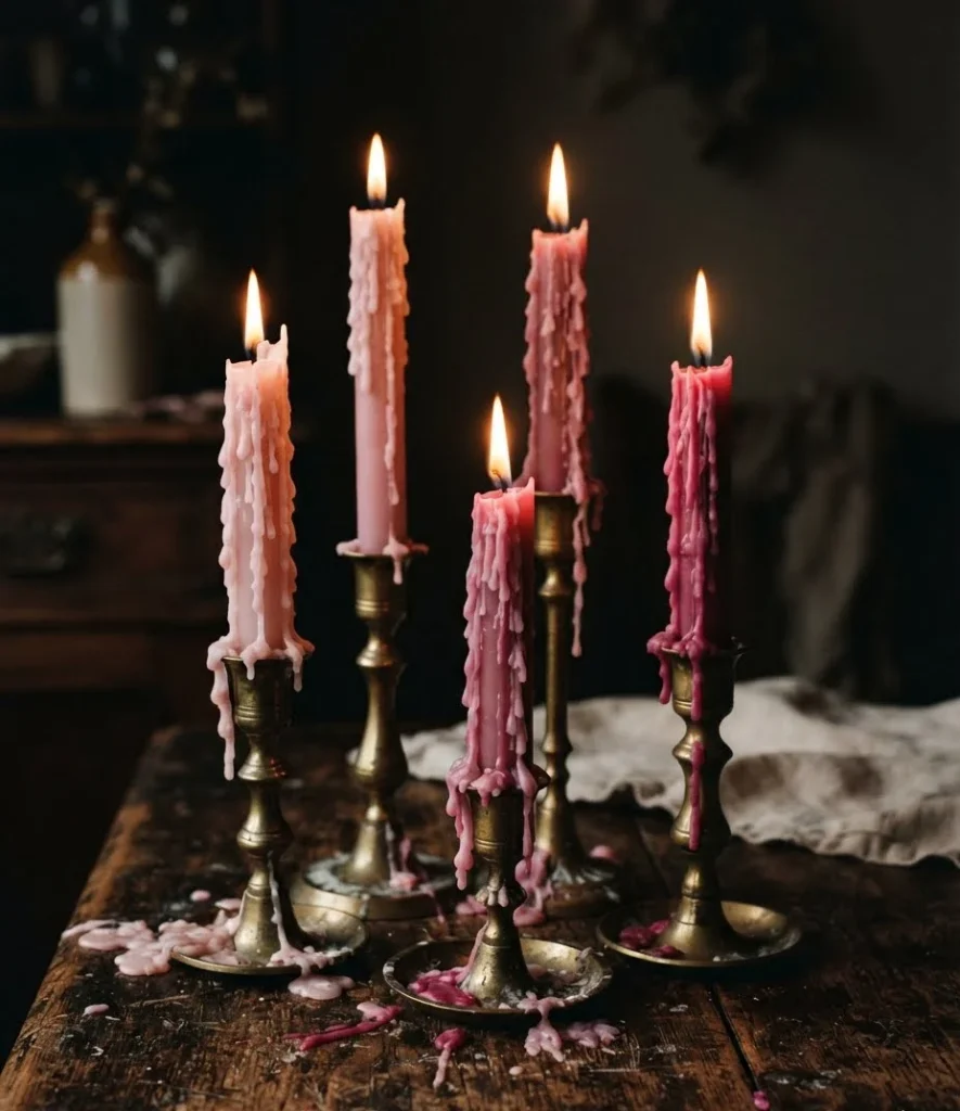 Dripping Pink Candle Cluster