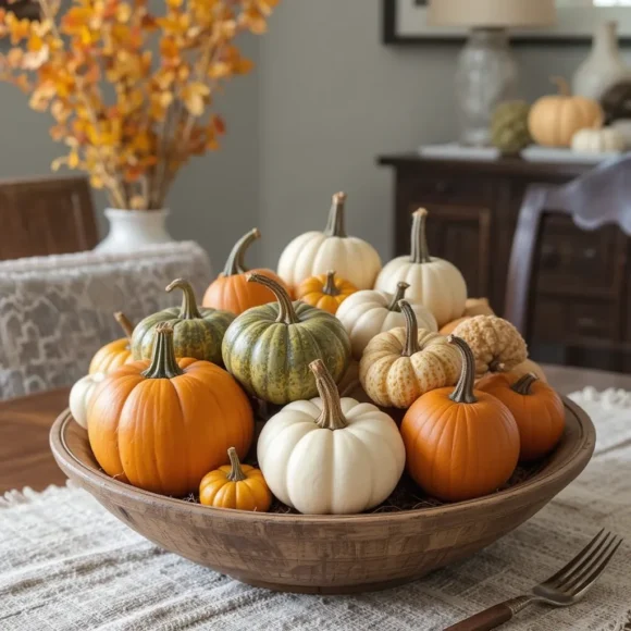Fall Centerpiece with Pumpkins and Gourds