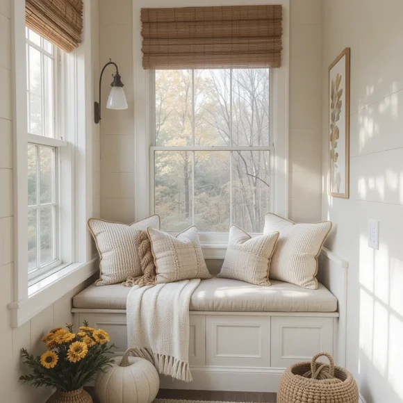 Fall Reading Nook with Window Seat