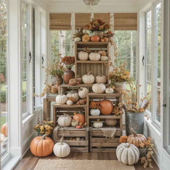 Farmhouse-Inspired Pumpkin Crate Display