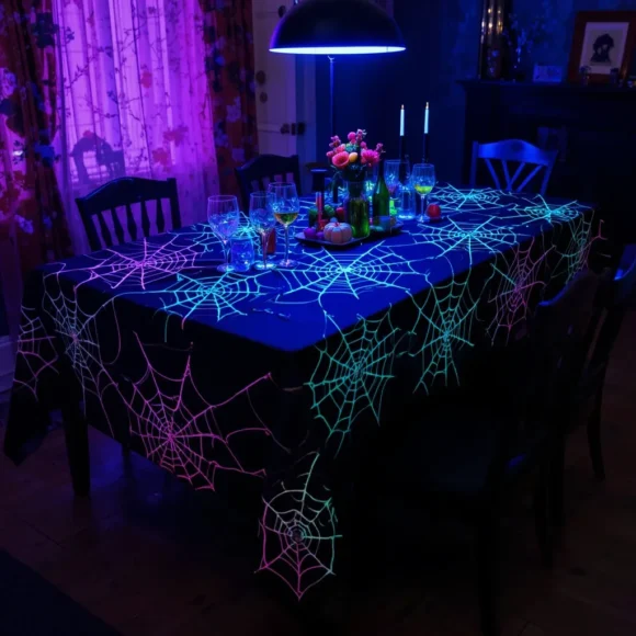 Fluorescent Spider Web Tablecloth