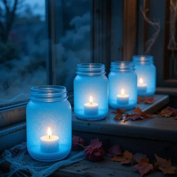 Frosted Blue Candle Holders