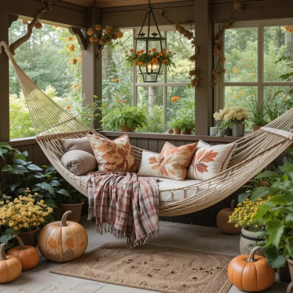 Garden Nook Hammock with Fall Pillows