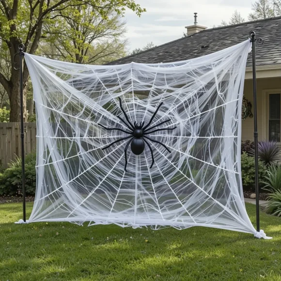 Giant Spider Web on the Lawn