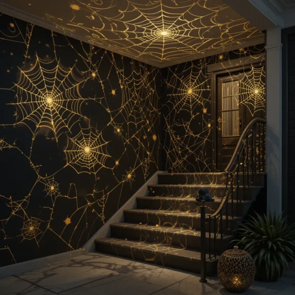 Gold Spider Web Wall Projection