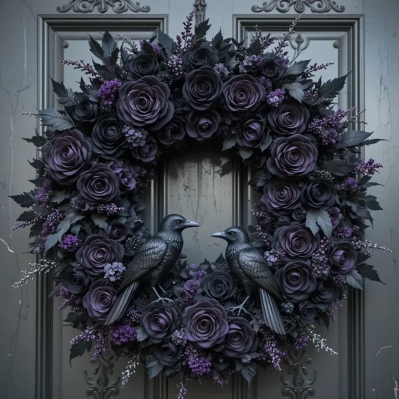 Gothic Black Rose Wreath