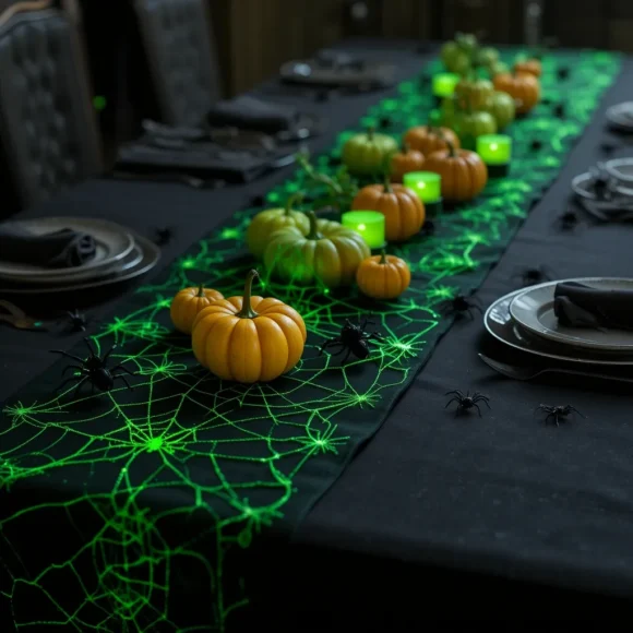 Green Spider Web Table Runner