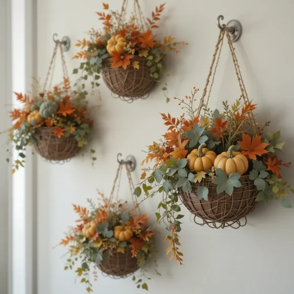 Hanging Baskets with Faux Foliage