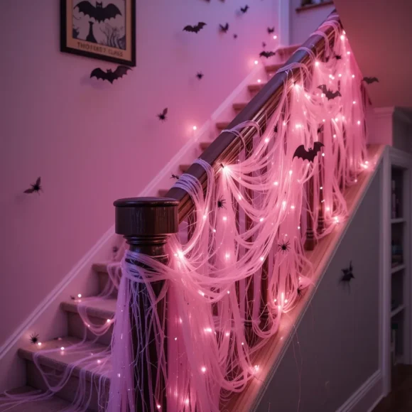 Indoor Staircase Pink Cobweb Wrap