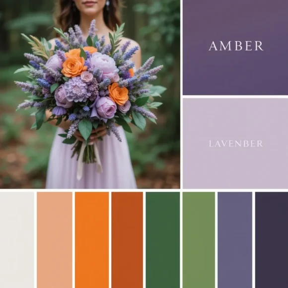 Lavender, Forest Green, and Amber