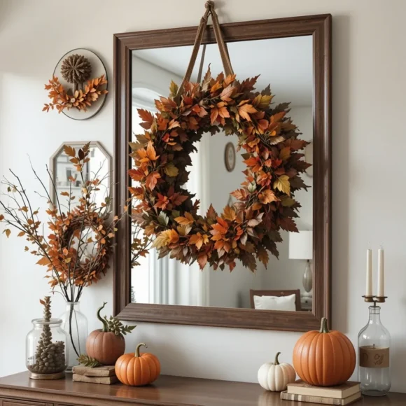 Layered Framed Mirrors and Fall Decor