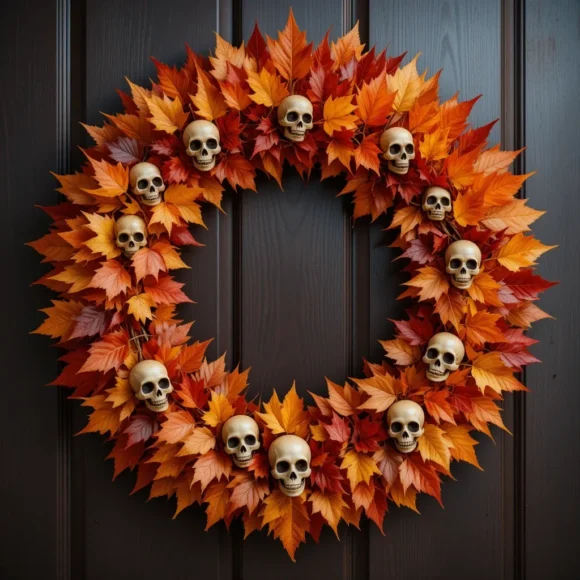Maple Leaf Wreath with Mini Skulls