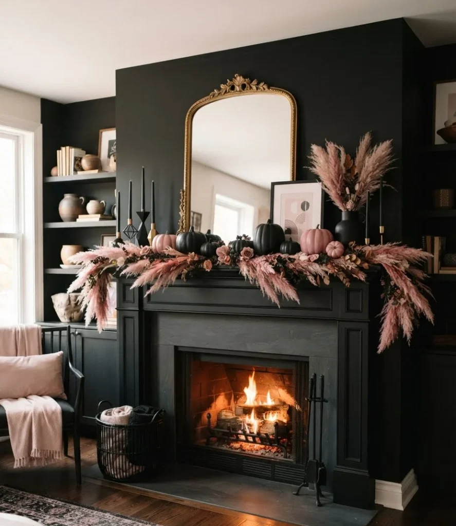 Matte Black & Pale Pink Mantle