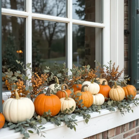 Mini Pumpkin Windowsill Display