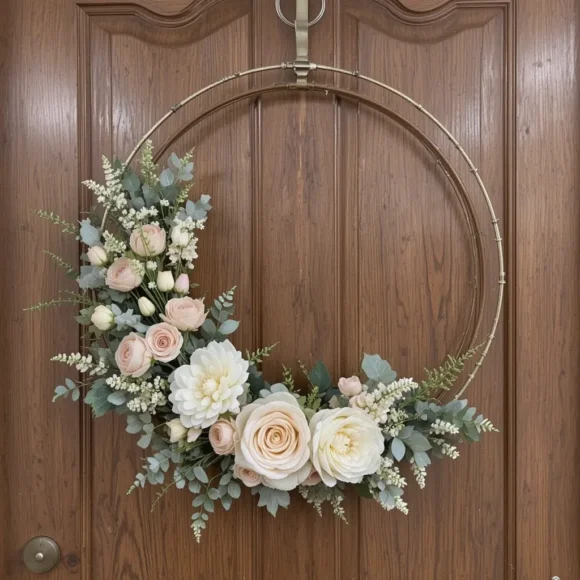 Minimalist Hoop with Neutral Blooms