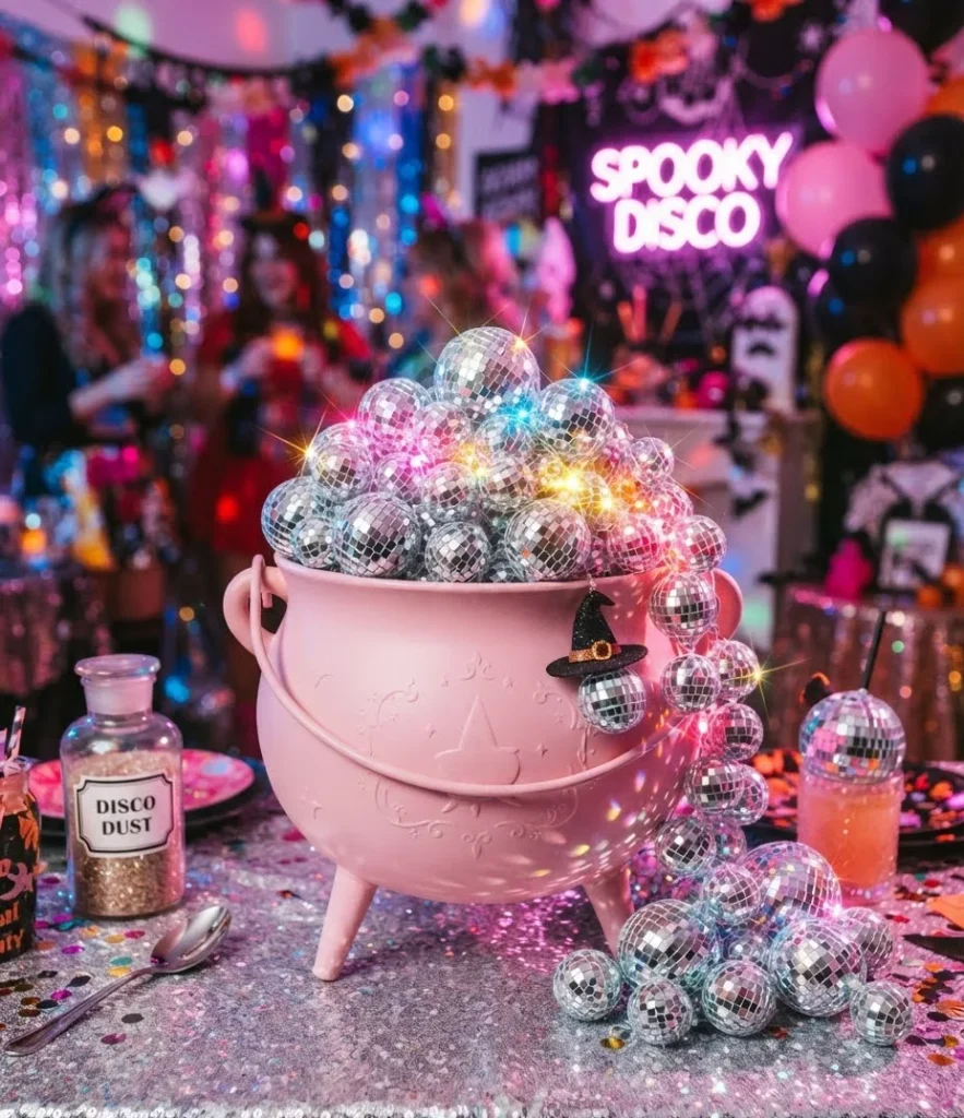 Mirror Disco Ball Witch Cauldron