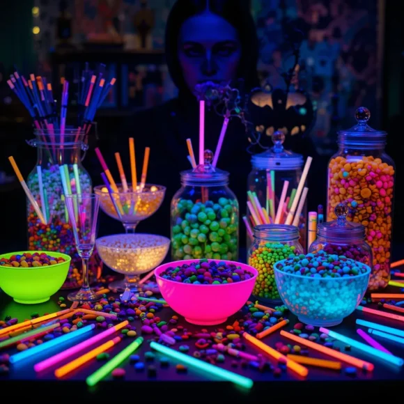 Neon Trick-or-Treat Candy Station
