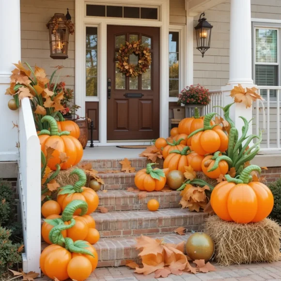 Outdoor Porch Balloon Pumpkins