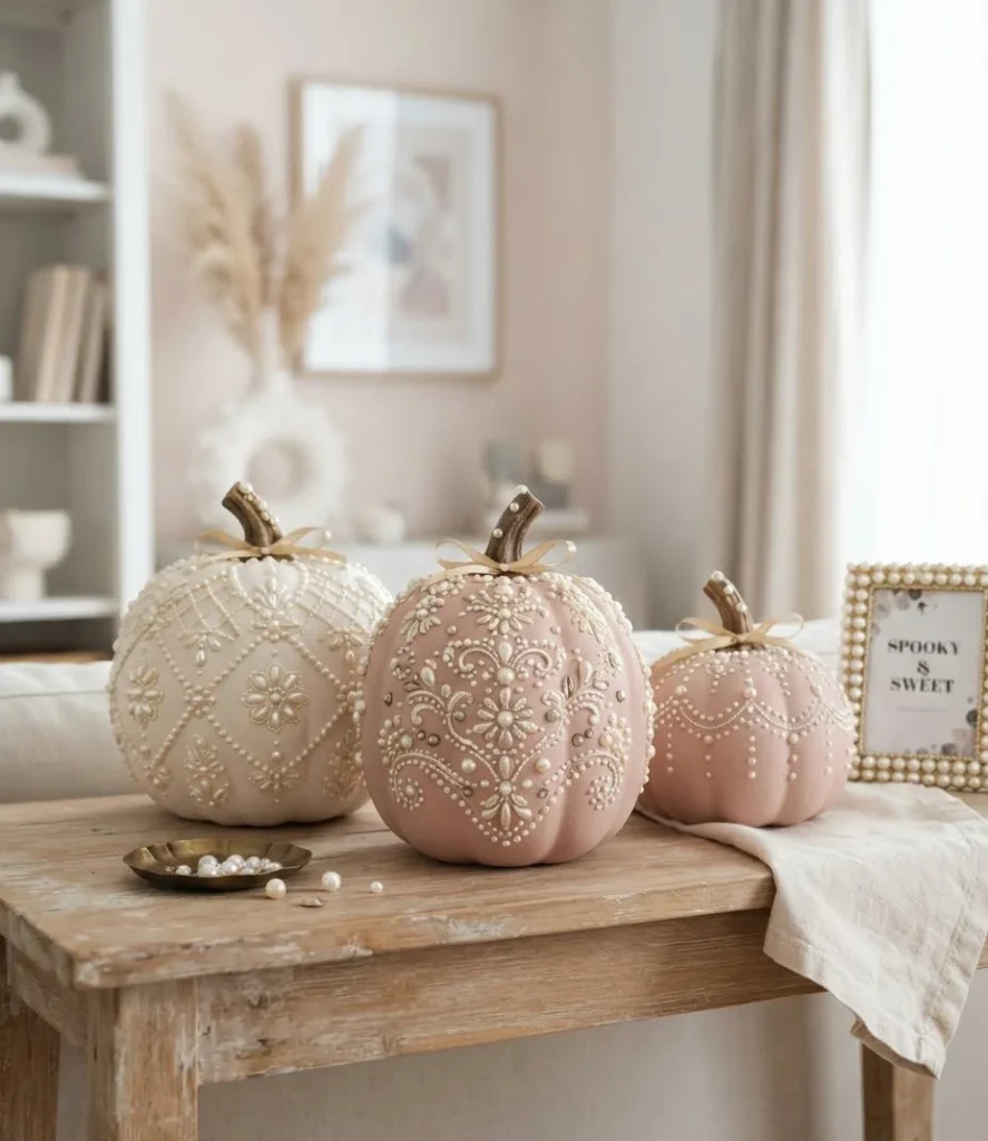 Pearl-Studded Blush Pumpkins