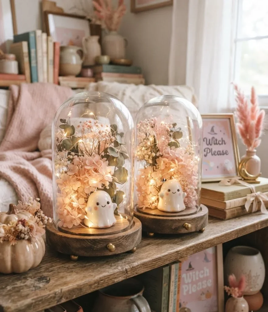 Pink Ghost Cloche Displays