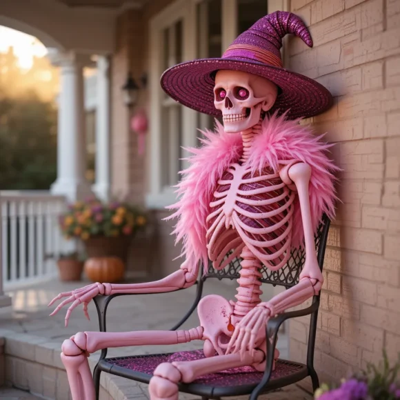 Pink Glitter Skeleton for the Porch