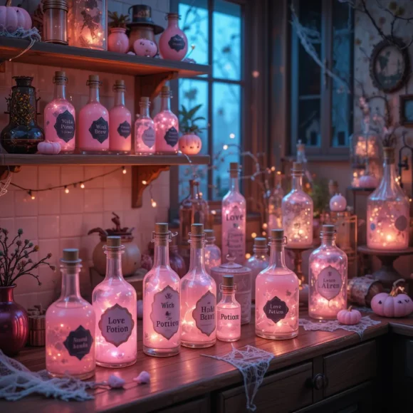 Pink Potion Bottles Display