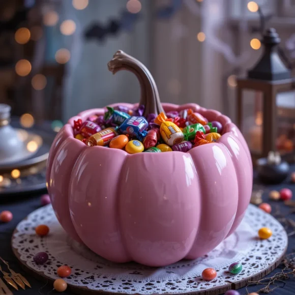 Pink Pumpkin Candy Bowl