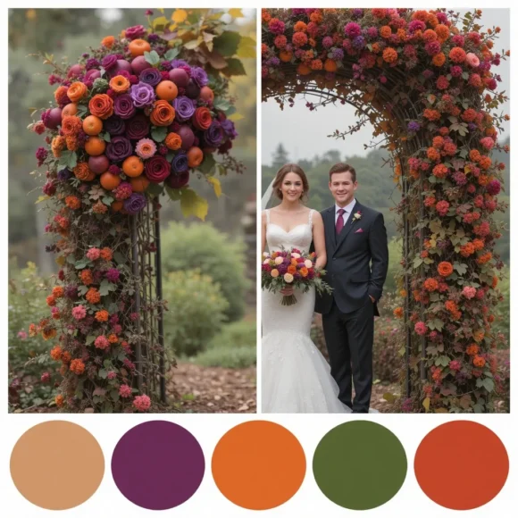 Plum, Olive Green, and Tangerine