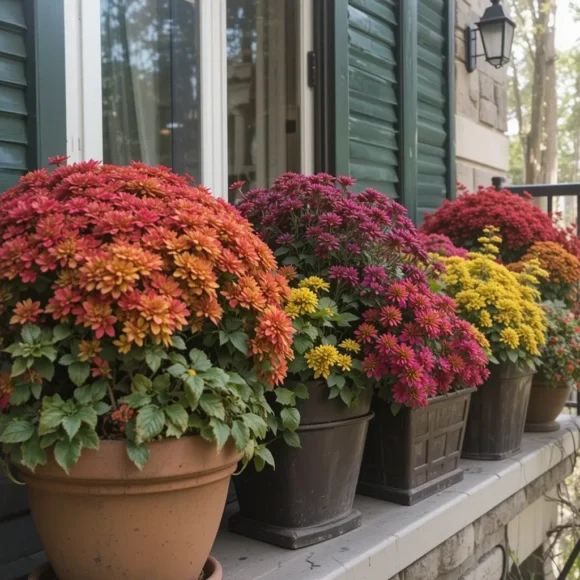 Potted Mums for a Pop of Color