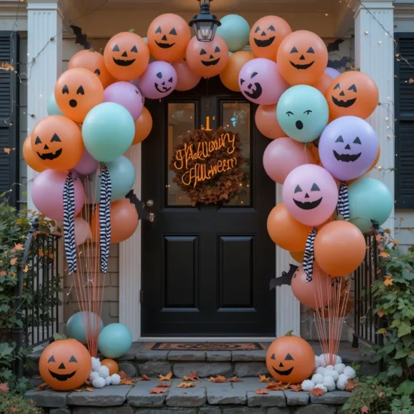 Pumpkin Balloons with Painted Faces