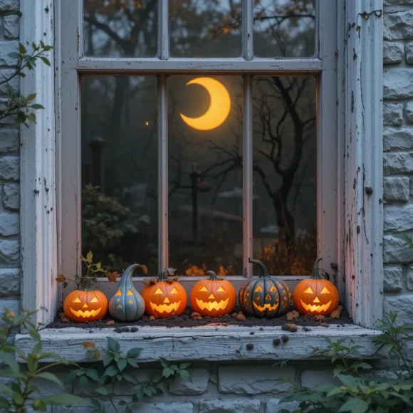 Pumpkins in the Window Sill