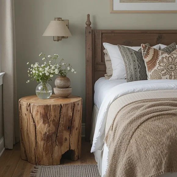 Raw Wood Side Tables