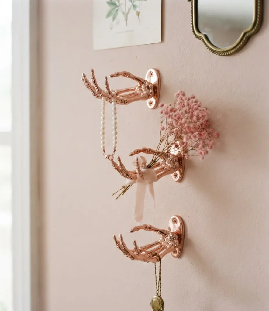 Rose Gold Skeleton Hand Wall Hooks