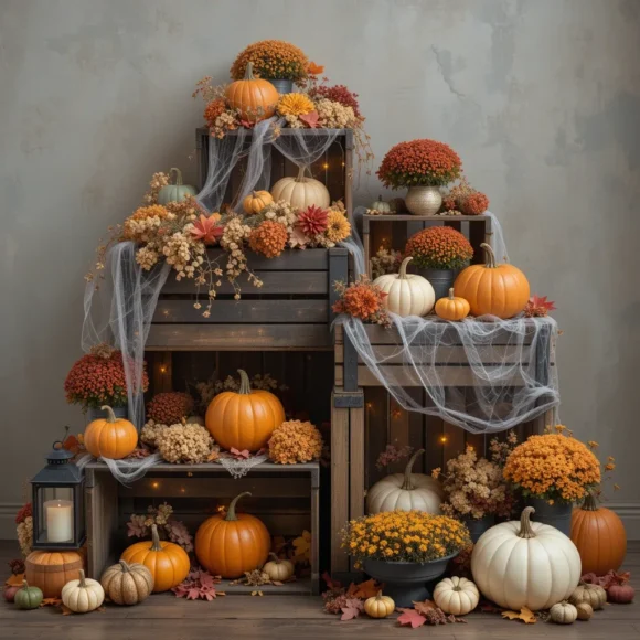 Rustic Crate Pumpkin Display