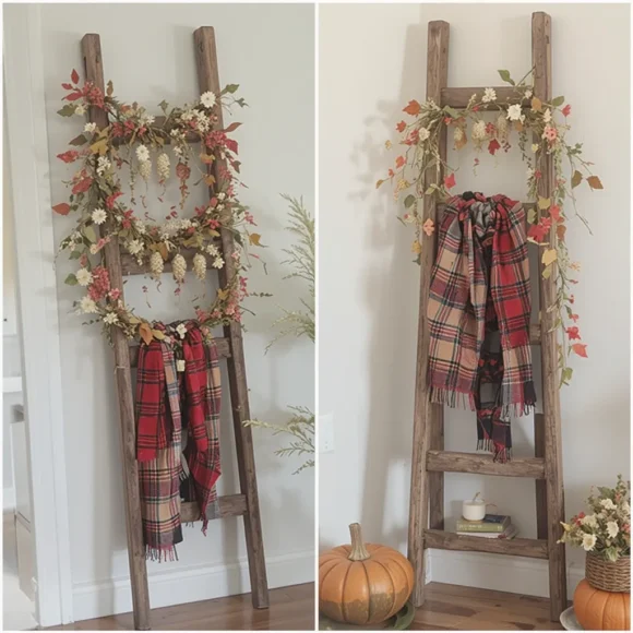 Rustic Ladders as Wall Decor