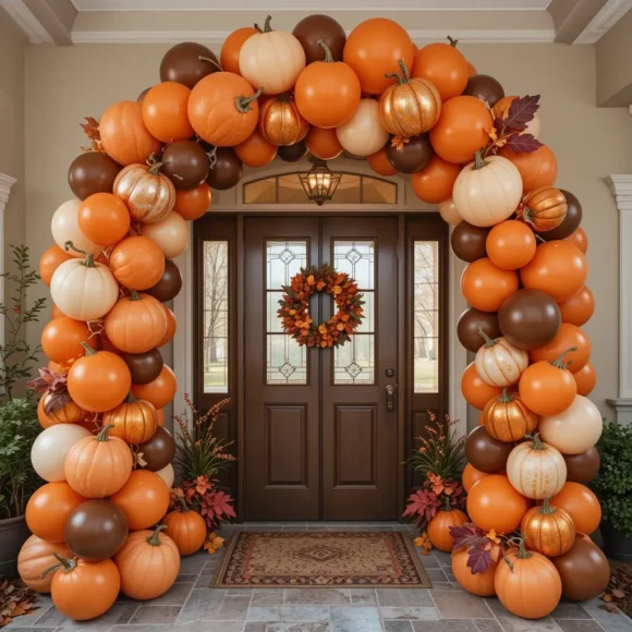 Rustic Pumpkin Balloon Arch